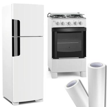 Imagem de Papel Adesivo Branco Fosco Envelopar Geladeira Fogão 3mx50cm