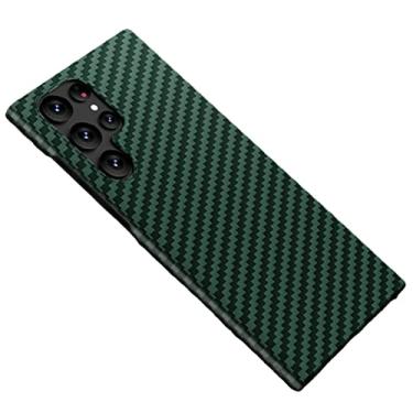 Imagem de Capa para Samsung Galaxy S23/S23 Plus/S23 Ultra, capa traseira de textura de fibra de carbono resistente com proteção de câmera fina híbrida absorvente de choque amortecedor de policarbonato rígido, verde, S23 6,1 polegadas