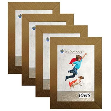 Imagem de Kit 4 Molduras Porta Retrato 10X15 Dourado