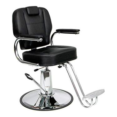 Imagem de Cadeira Poltrona Grécia Barbeiro Reclinável base redonda cor: Preto acetinado