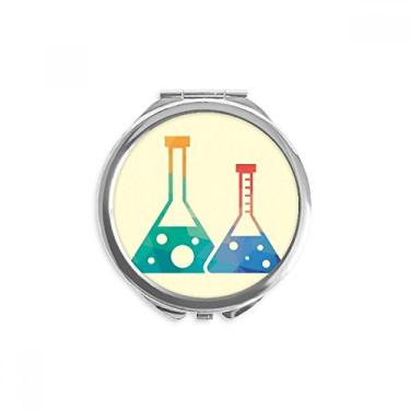 Imagem de Dois frascos cônicos com estampa de química e espelho compacto, redondo, bolso portátil