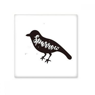 Imagem de Sparrow Azulejo de cerâmica preto e branco animal brilhante decalque pedra adornada tijolo vitrificado