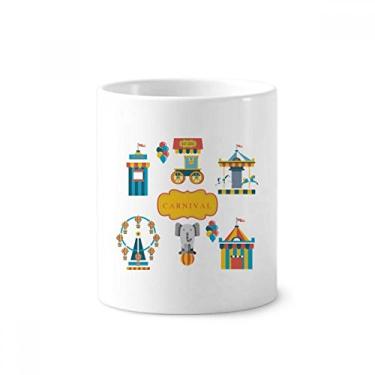 Imagem de Incrível suporte de caneta de escova de dentes com ilustração Funny Park Facilities suporte de cerâmica copo lápis