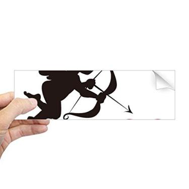 Imagem de DIYthinker Adesivo retangular com estampa de coração vermelho do anjo do Cupido para janela