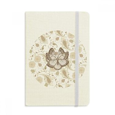 Imagem de Caderno simples de borboletas rosa pálido com flores capa dura oficial de tecido diário clássico