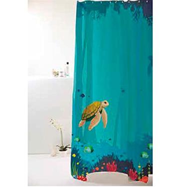 Imagem de Cortina Box Fundo do Mar Azul PVC 198x180cm