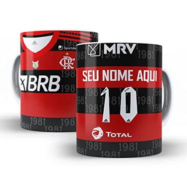 Imagem de Caneca do Flamengo Personalizada com Nome de Polímero Plástico 325ml Time Futebol Presente Xícara Camisa do Flamengo 2021
