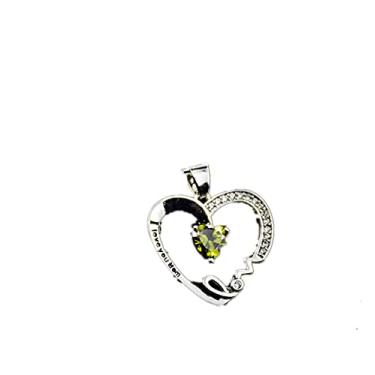 Imagem de Colar fashion com pingente de coração de pêssego I love you mom presente de feriado, Verde, P
