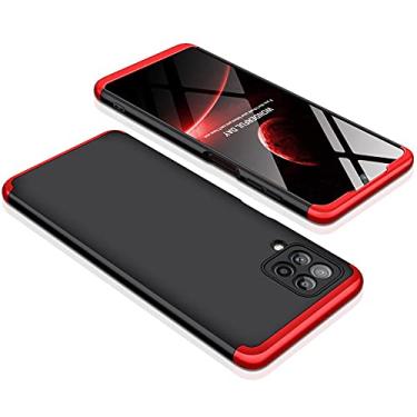 Imagem de Capa Capinha Anti Impacto 360 Para Samsung Galaxy M62 com Tela de 6.7" Polegadas Case Acrílica Fosca Acabamento Slim Macio (Preta com vermelho)