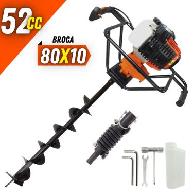 Imagem de Perfurador de Solo Vulcan VPS520 2T 52cc 2,5hp com Broca 80x10cm + Amortecedor Para Broca Kawashima Ideal Para Colocações de Mourões e Palanques
