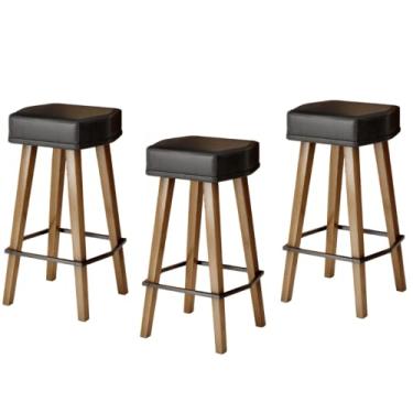Imagem de Kit 3 Banquetas para Bar Balcão Bancada cozinha Americana Área Gourmet (70 cm do Assento ao chão, Preto)