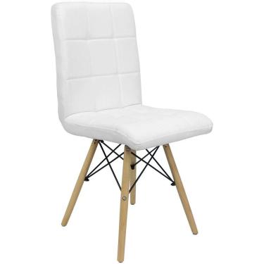Imagem de Cadeira Gomos Eiffel Eames Fitz Dublin Estofada Base Madeira - Branca