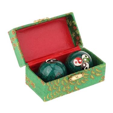 Imagem de Fancyes 2 pçs bolas de massagem para as mãos bolas chinesas com caixa de armazenamento exercitador de fitness durável suave portátil bolas de handebol, Gossip Green
