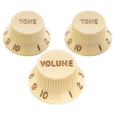 Imagem de Musiclily Ultra Tamanho Universal Knobs Strato 2 Tone 1 Volume para Guitarra estilo Stratocaster, Aged White