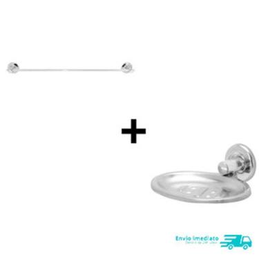 Imagem de Kit Saboneteira mais Porta Toalha Reto Barra