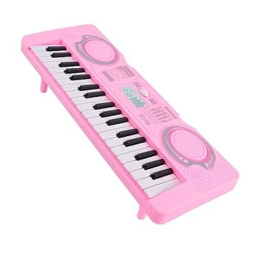 Imagem de Piano Teclado Infantil, Piano Eletrônico Multi-Ritmo Compacto 2 Modos Brinquedo 37 Teclas para Crianças (Rosa)