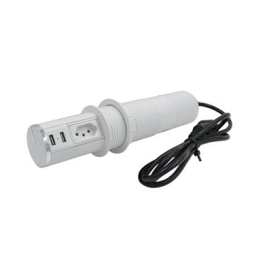 Imagem de Torre Tomada Automática 1 Tomada 2 Usb Retrátil Embutir Mesa