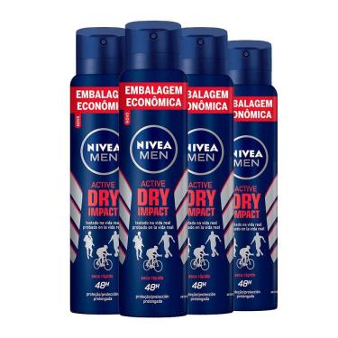 Imagem de Kit Desodorante Aerosol Nivea Dry Impact For Men 200ml - 4 unidades
