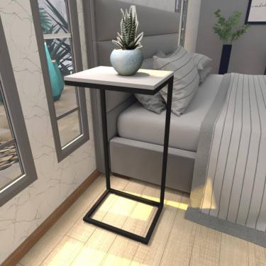 Imagem de Mesa De Cabeceira Industrial Cinza Mdf Canto Quarto Mesas De Cabeceira Mesinha Cabeçeira Cabiceira