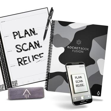 Imagem de Rocketbook Agenda inteligente reutilizável Fusion no inverno lunar, 21,6 cm x 28 cm, 42 páginas