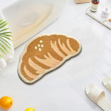 Imagem de UKELER Tapetes de banheiro engraçados em forma de croissant bonito lavável decoração de casa tapetes antiderrapantes fofos pequenos tapetes de banho para pia, banheiro, quarto, quarto das crianças 63 × 40 cm