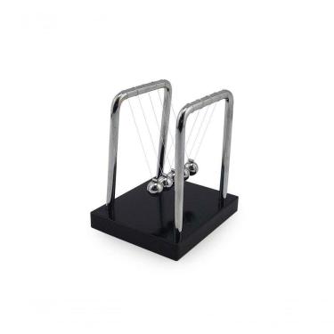 Imagem de Pêndulo De Newton C Base Preta Suporte Metal Enfeite Para Decoração De Mesa Escritório Sala Quarto