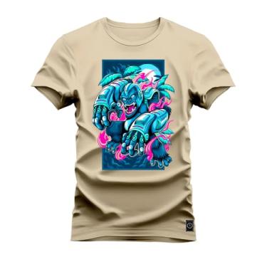 Imagem de Camiseta T-Shirt Algodão Premium Estampada Algodão Monk Star Bege G