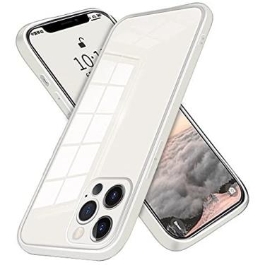 Imagem de Luhuanx Capa para iPhone 14 Pro MAX, capas para iPhone 14 Pro MAX 5G em 6,7 polegadas, vidro temperado de com lente de cobertura total na parte traseira branca