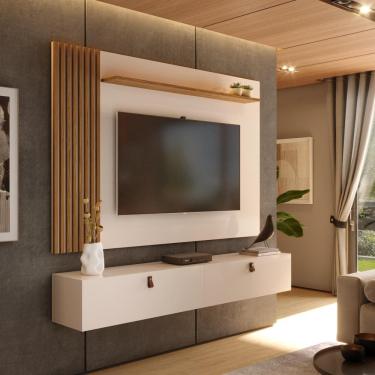 Imagem de Rack com Painel Ripado Suspenso para TV até 70 Polegadas 2 Portas Grécia 180cm