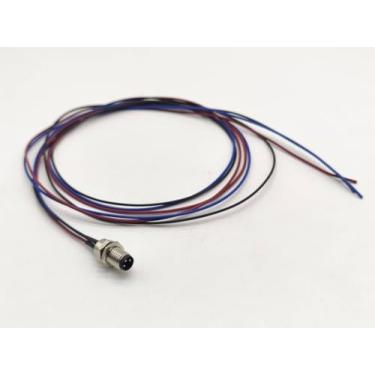 Imagem de Plugue macho M8 com 3 polos, montagem em painel, reto, código A, plugue de aviação com fio de 1 m AWG24 extensão pré-montagem, cabo de conexão com sensor de energia à prova d'água, conectores redondos