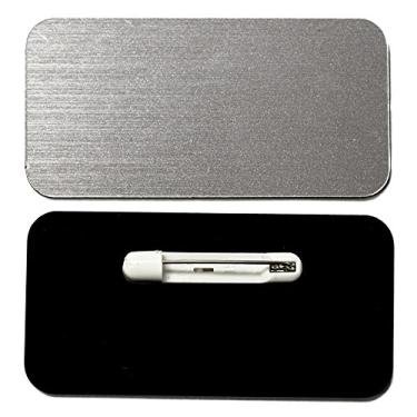 Imagem de Etiqueta de nome/emblema em branco – pacote com 25 – 2,5 x 7,6 cm, cantos redondos, pinos, Brushed Silver, 1-1/2" X 3"