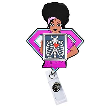 Imagem de Reflections by Zana Suporte retrátil para crachá de identificação para profissionais médicos – Tecnologia roxa Rt X-Ray/Ultrassom – Clipe deslizante Premium PVC/Borracha