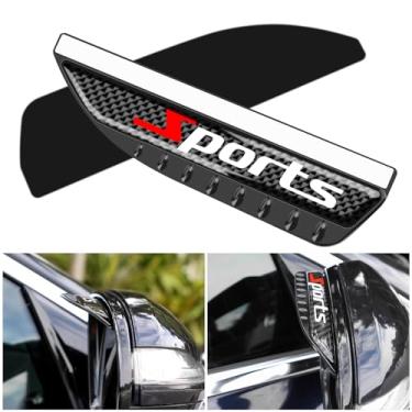 Imagem de YONGMING Viseira de chuva com espelho lateral, protetor de fumaça de fibra de carbono, retrovisor, retrovisor, retrovisor, espelho, chuva, sobrancelha para a maioria dos veículos, caminhões, SUV, pacote com 2 (esportes)