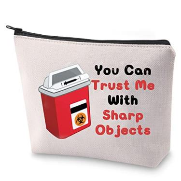 Imagem de BLUPARK Phlebotomist Cosmetic Bag Nurses Gift You Can Trust Me With Sharp Objects Makeup Bag Phlebotomy Graduation Gift, You Can Trust Me With Sharp Objects