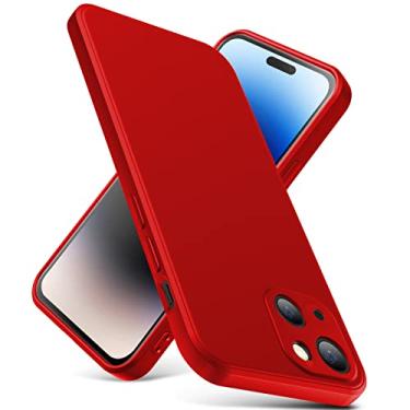 Imagem de YSLBWLE Capa compatível com iPhone 13, capa fina de silicone líquido, à prova de choque, capa de telefone fina para iPhone 13, capa protetora de câmera de corpo inteiro - vermelha 2-IP13-03
