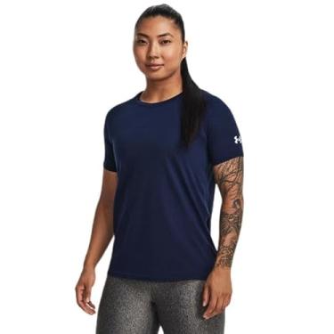 Imagem de Under Armour Camiseta feminina de manga curta Athletics, Azul-marinho / branco, PP
