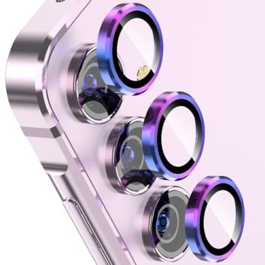 Imagem de YWXTW Protetor de lente para câmera Samsung Galaxy A55 5G, protetor de tela individual de vidro temperado capa de lente anel de metal para acessórios Galaxy A55, 1 conjunto (multicolorido)