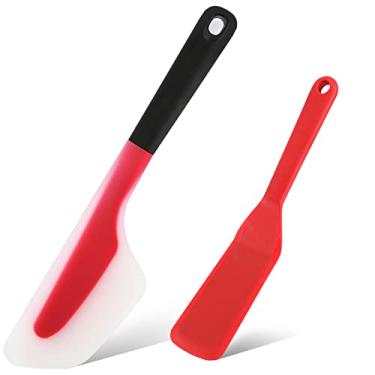 Imagem de Webake Conjunto de 2 espátulas de silicone para ovos, espátulas longas de crepe resistente ao calor, espátula de panqueca antiaderente para cozinhar ovos, hambúrgueres, pizza, panqueca