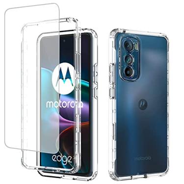 Imagem de Zoeirc Capa para Moto Edge 30 5G, capa para Motorola Edge 30 com protetor de tela de vidro temperado, capa macia 360 à prova de choque híbrida transparente para Motorola Moto Edge 30 (transparente)