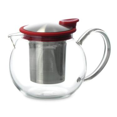 Imagem de FORLIFE Bule de chá de vidro com infusor de cesta, 750 ml, vermelho
