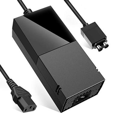 Imagem de SUMLINK Fonte de alimentação para Xbox One, kit de substituição de cabo adaptador CA para jogos de console Xbox One, tensão automática 100-240V, preto (tijolo + 2 cabos)