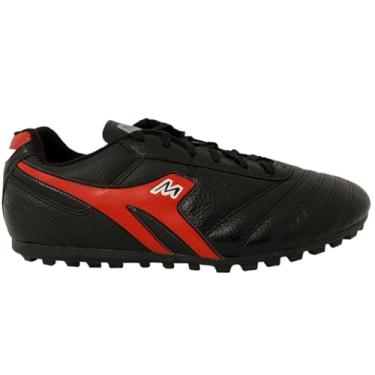 Imagem de Chuteira Mathaus Society Azzurra Couro Tamanho:38;Cor:Preto/Vermelho