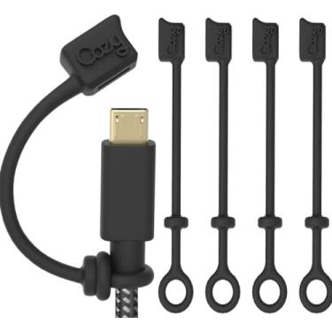 Imagem de Cozy [4 peças] Capas/cabo USB para cabo micro USB e compatível com cabo de carregamento Apple (preto)