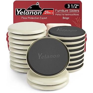 Imagem de Yelanon Deslizadores de móveis para carpete – 20 peças de almofadas de movimentação resistentes de 8,5 cm – Sliders para móveis em carpete, deslizadores de móveis reutilizáveis para deslizamento fácil