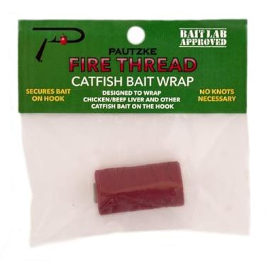 Imagem de Pautzke Bait Co. Fio de fogo de peixe-gato - Fio vermelho sangue, durável e resistente à abrasão, sem necessidade de nós para fígado de frango, camarão, amêijoas e iscas cortadas, ideal para todos os