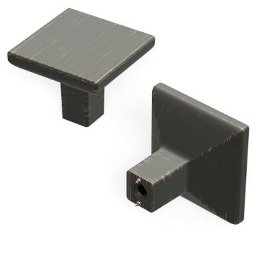 Imagem de Hickory Hardware Skylight Collection Puxadores de armário quadrados, puxadores de cozinha para armários e gavetas e ferragens de banheiro, 3,1 cm, bronze vintage, pacote com 10