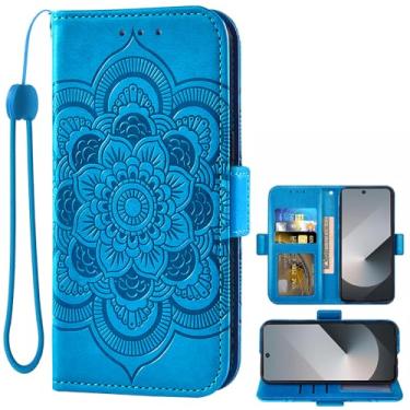 Imagem de Asuwish Capa de telefone para Samsung Galaxy Z Fold 6 5G 2024 capa carteira com suporte flip de couro para cartão de crédito suporte flor fólio cordão alça de pulso acessórios para celular ZFold6 Z6 G