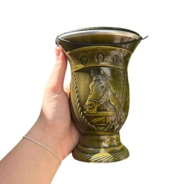 Imagem de Cuia de Chimarrão Porongo Cavalo Bocal Inox Colorida com Tapa Erva (Amarelo)