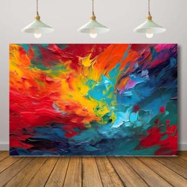 Imagem de Rcoaror Pano de fundo de pintura a óleo colorido abstrato arco-íris decoração de festa vestido de grafite para um animal de estimação bagunçado retrato de criança retrô anos 80 anos 90 faixa de papel