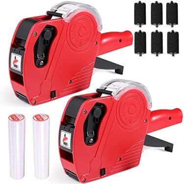 Imagem de Lineba Pistola de etiqueta de preço MX5500, 2 pacotes de armas de preço com 10.000 adesivos de etiqueta e 6 rolos de tinta extras, kit de pistola de etiqueta de preço de 8 dígitos, pistola de etiqueta